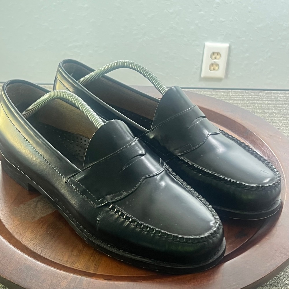 GH Bass Weejuns Penny Loafers Men Dress Shoes Leather Larson Slip On Black 10.5